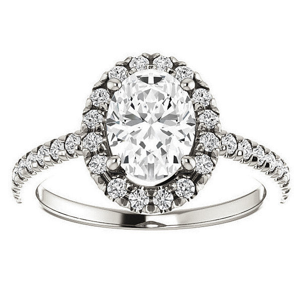 Oval Moissanite Engagement Ring with Halo