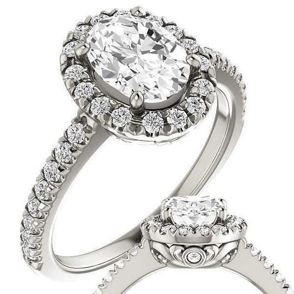 Oval Moissanite Engagement Ring with Halo