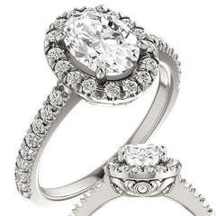 Oval Moissanite Engagement Ring with Halo