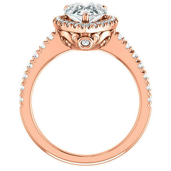 Pear Moissanite Engagement Ring with Halo
