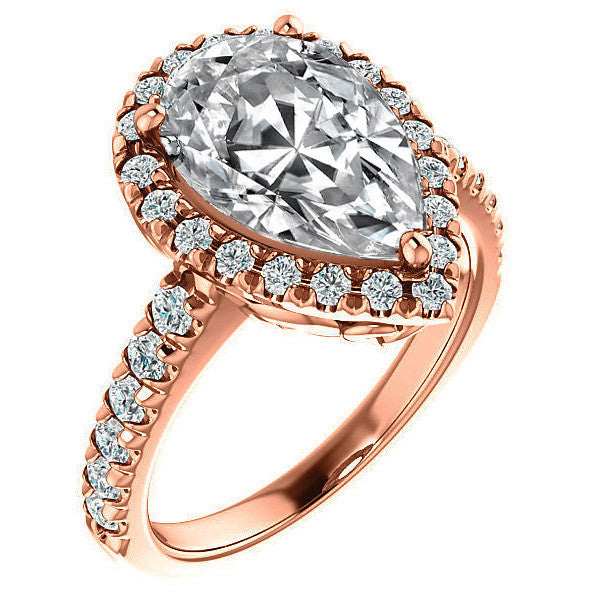 Pear Moissanite Engagement Ring with Halo