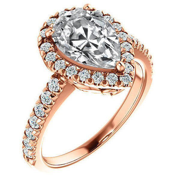 Pear Moissanite Engagement Ring with Halo