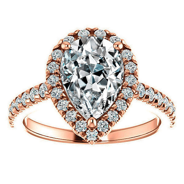 Pear Moissanite Engagement Ring with Halo
