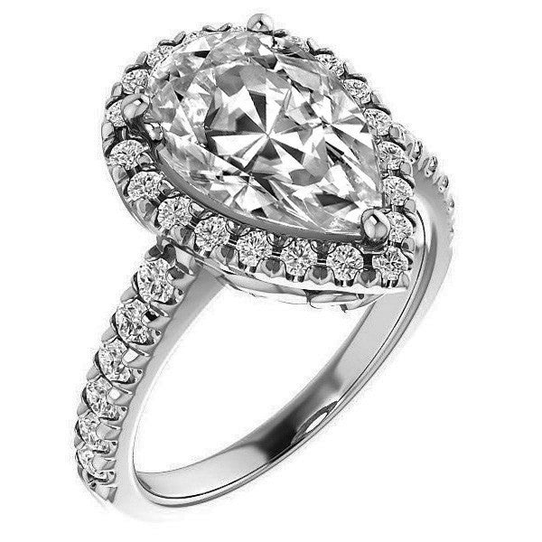 Pear Moissanite Engagement Ring with Halo