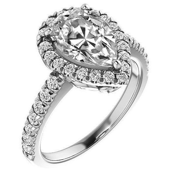 Pear Moissanite Engagement Ring with Halo
