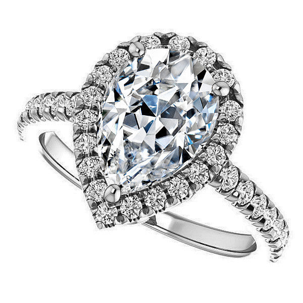 Pear Moissanite Engagement Ring with Halo
