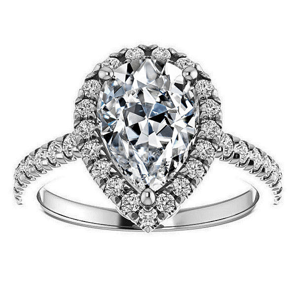 Pear Moissanite Engagement Ring with Halo