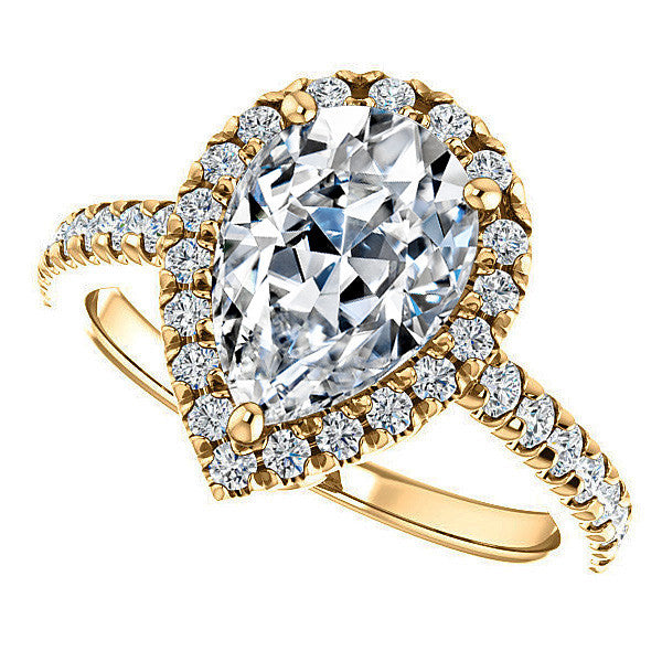 Pear Moissanite Engagement Ring with Halo
