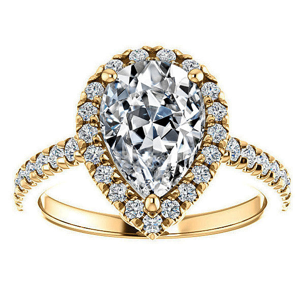 Pear Moissanite Engagement Ring with Halo