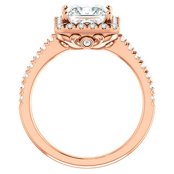 Princess Moissanite Engagement Ring with Halo