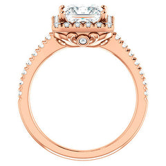 Princess Moissanite Engagement Ring with Halo