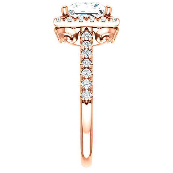 Princess Moissanite Engagement Ring with Halo
