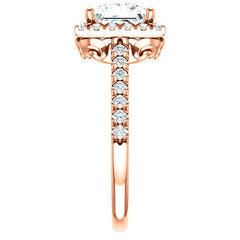 Princess Moissanite Engagement Ring with Halo