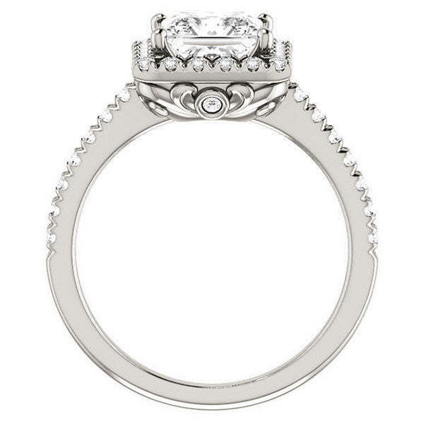 Princess Moissanite Engagement Ring with Halo