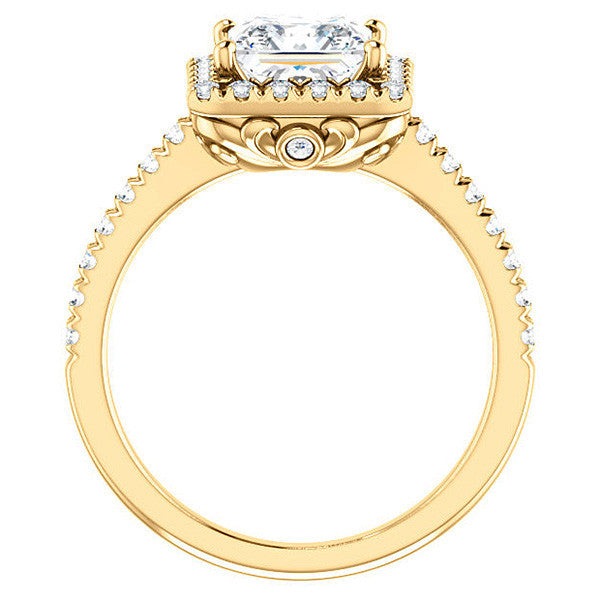 Princess Moissanite Engagement Ring with Halo