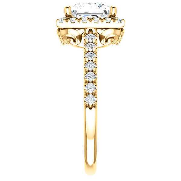 Princess Moissanite Engagement Ring with Halo