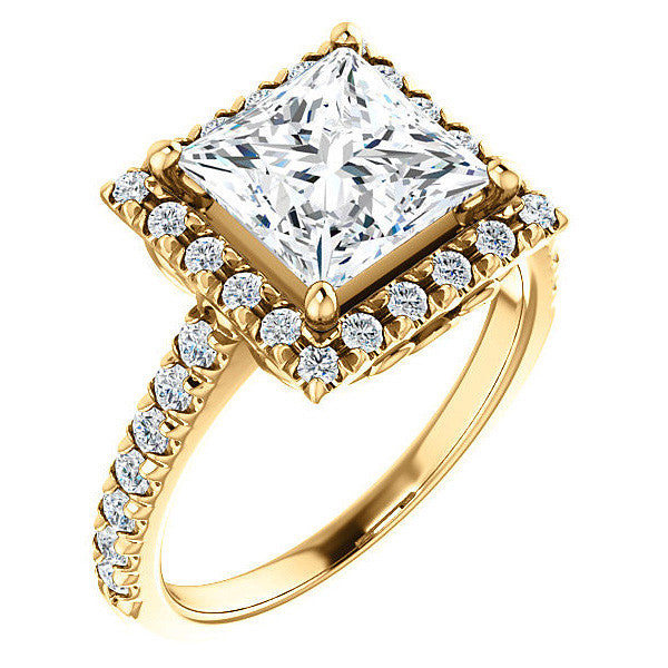 Princess Moissanite Engagement Ring with Halo