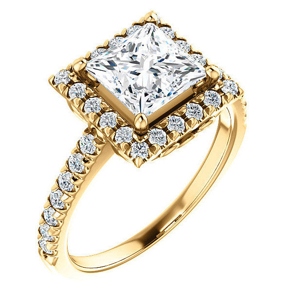 Princess Moissanite Engagement Ring with Halo