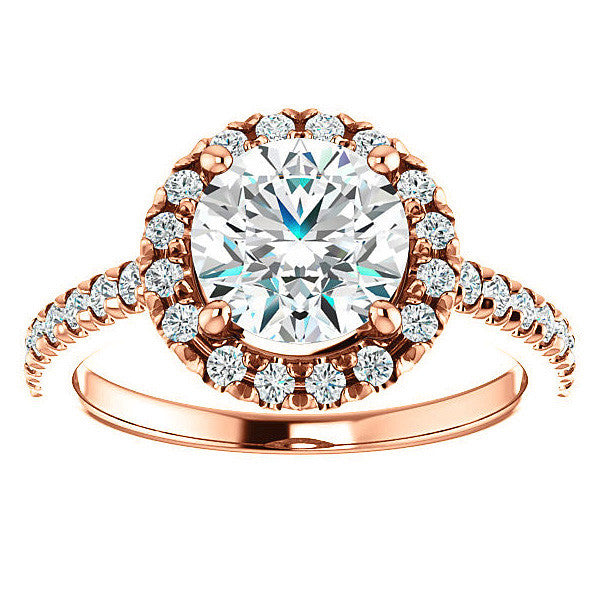 Round Moissanite Engagement Ring with Halo