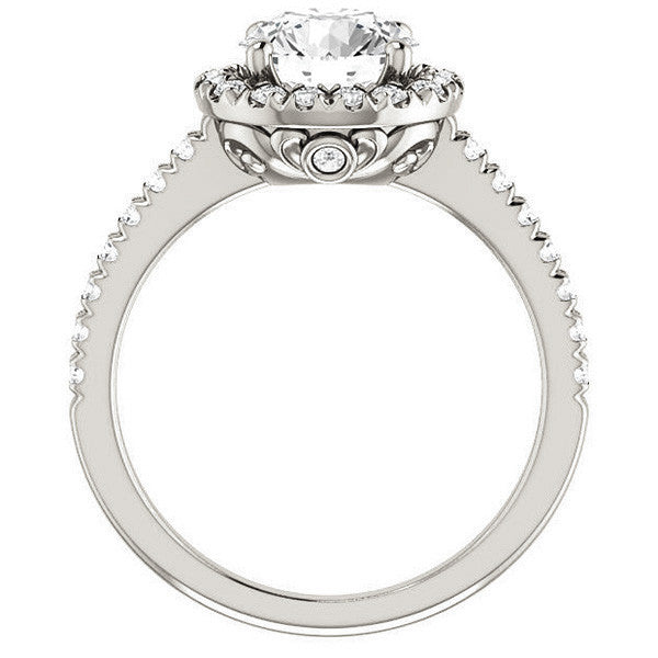 Round Moissanite Engagement Ring with Halo
