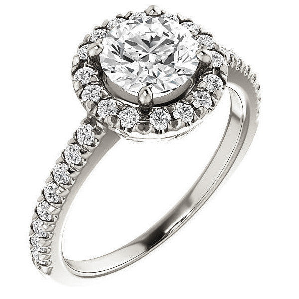 Round Moissanite Engagement Ring with Halo