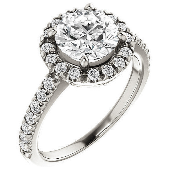 Round Moissanite Engagement Ring with Halo