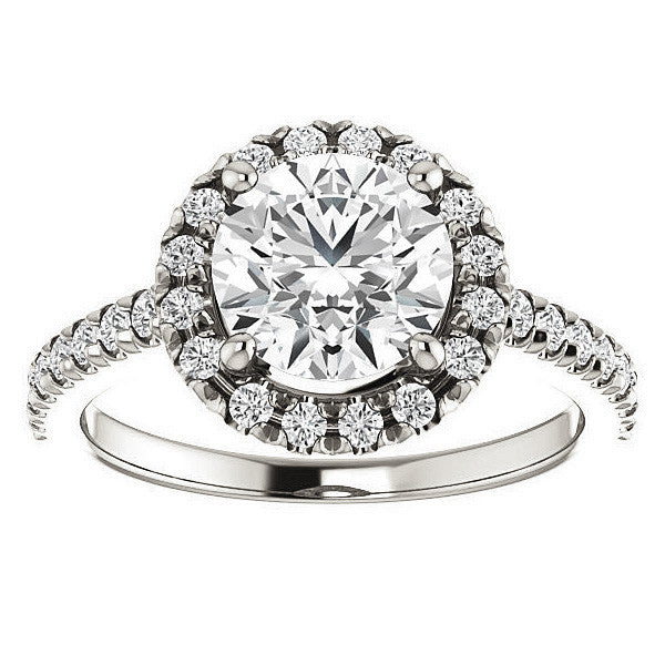 Round Moissanite Engagement Ring with Halo