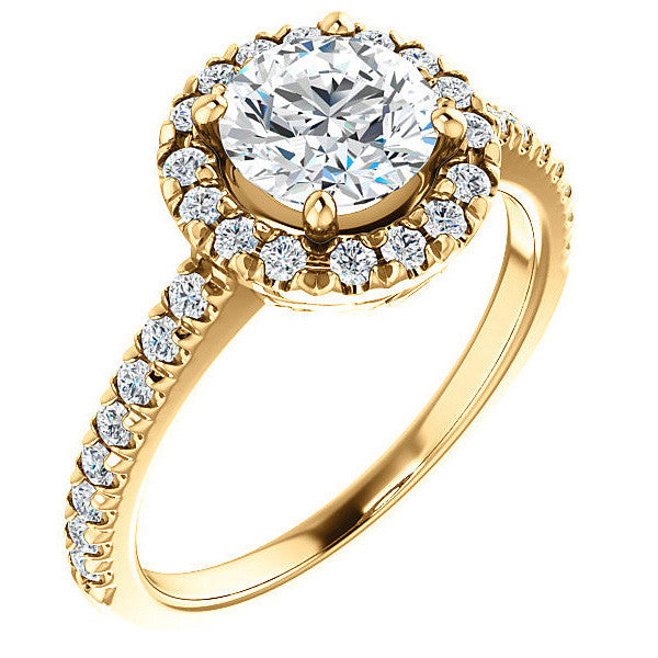 Round Moissanite Engagement Ring with Halo