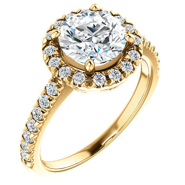 Round Moissanite Engagement Ring with Halo