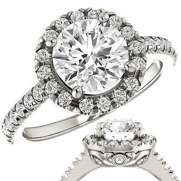 Round Moissanite Engagement Ring with Halo