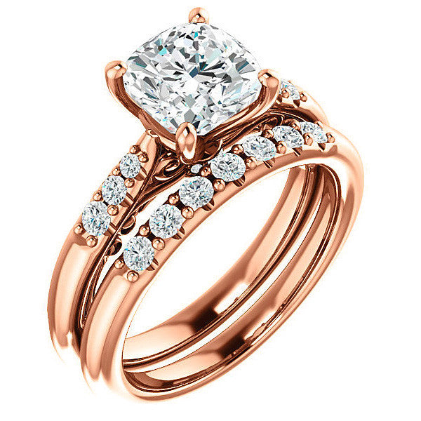 Cushion Moissanite Cathedral Engagement Ring