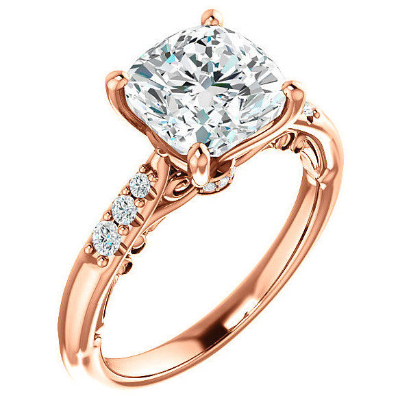 Cushion Moissanite Cathedral Engagement Ring