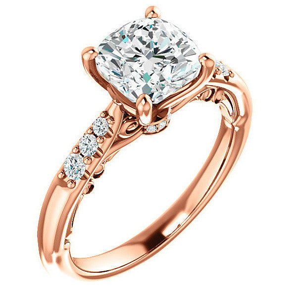 Cushion Moissanite Cathedral Engagement Ring