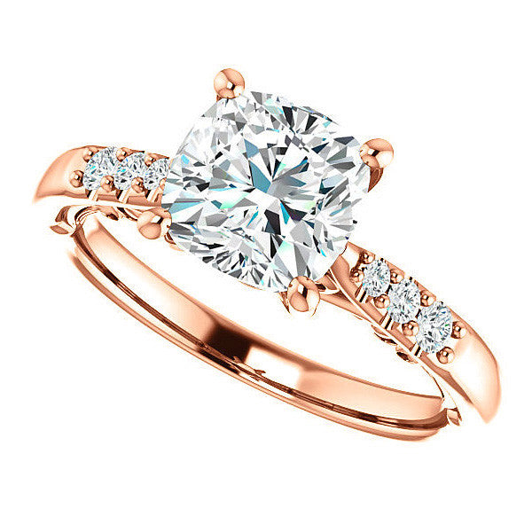 Cushion Moissanite Cathedral Engagement Ring