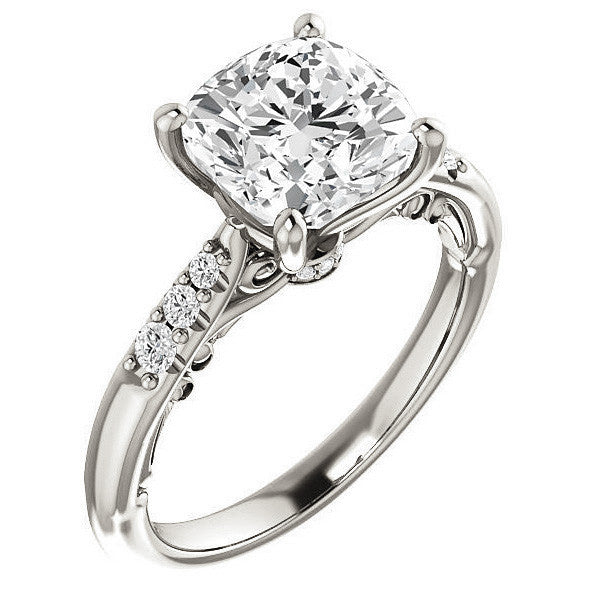 Cushion Moissanite Cathedral Engagement Ring