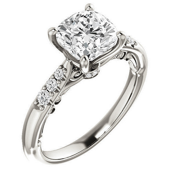 Cushion Moissanite Cathedral Engagement Ring