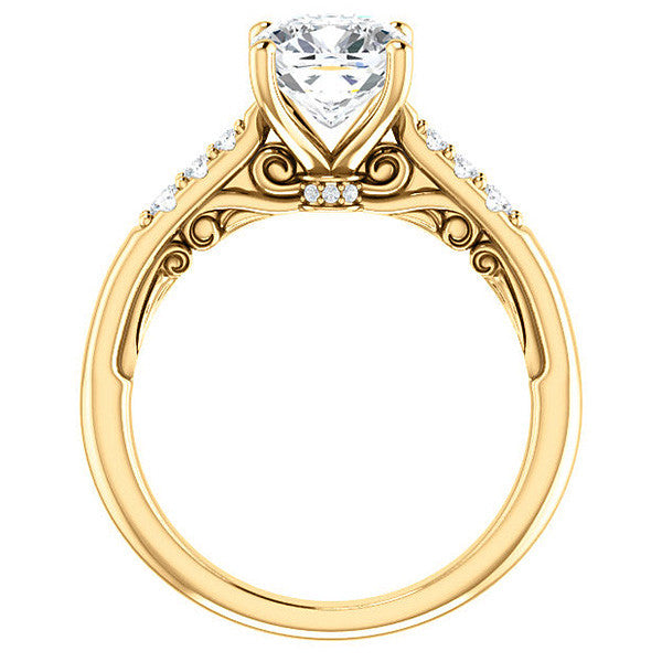 Cushion Moissanite Cathedral Engagement Ring