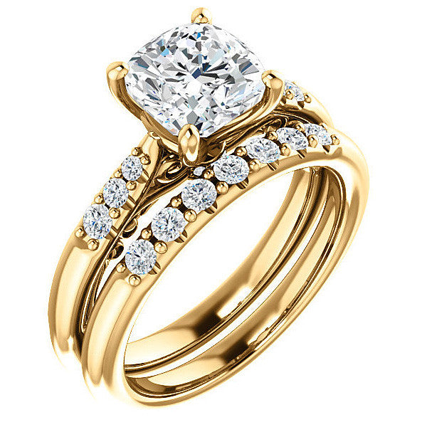 Cushion Moissanite Cathedral Engagement Ring