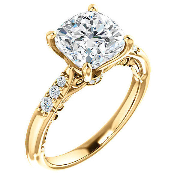 Cushion Moissanite Cathedral Engagement Ring
