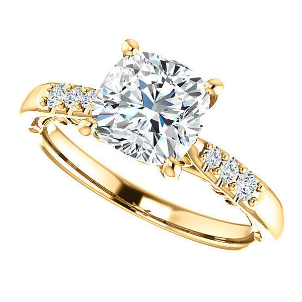 Cushion Moissanite Cathedral Engagement Ring