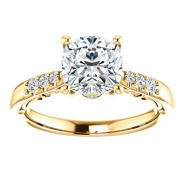 Cushion Moissanite Cathedral Engagement Ring