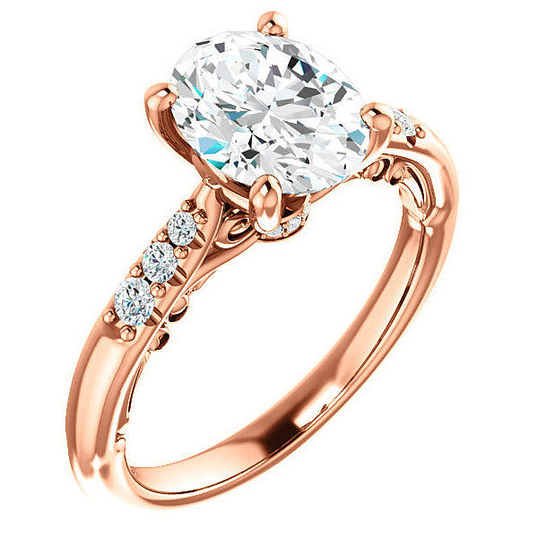 Oval Moissanite Cathedral Engagement Ring