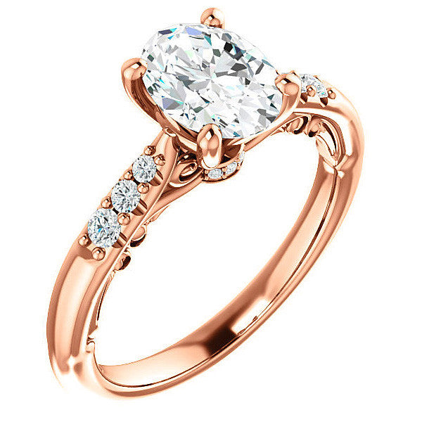 Oval Moissanite Cathedral Engagement Ring