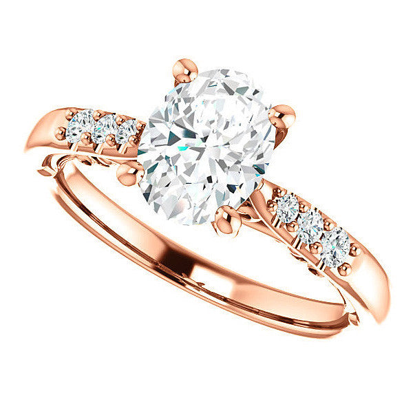 Oval Moissanite Cathedral Engagement Ring