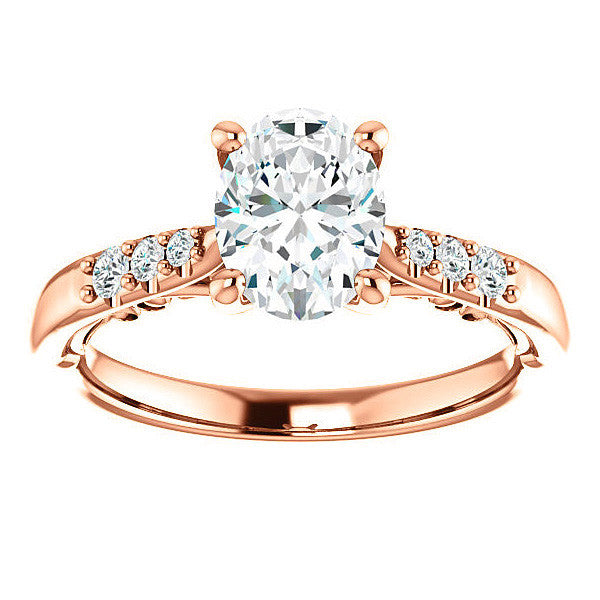 Oval Moissanite Cathedral Engagement Ring