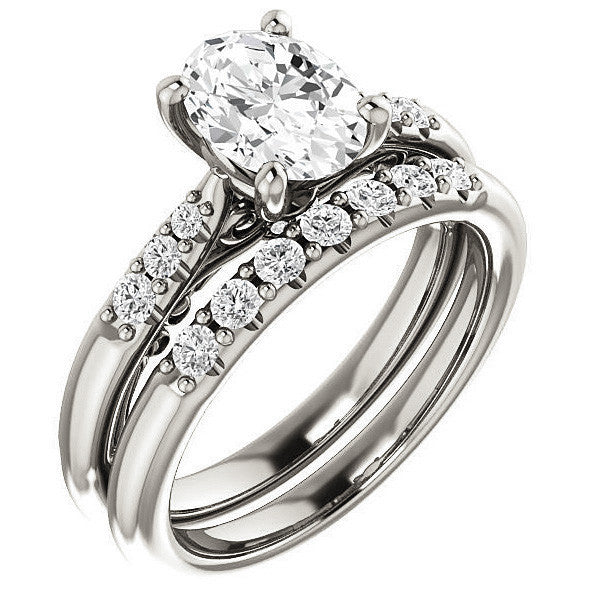 Oval Moissanite Cathedral Engagement Ring