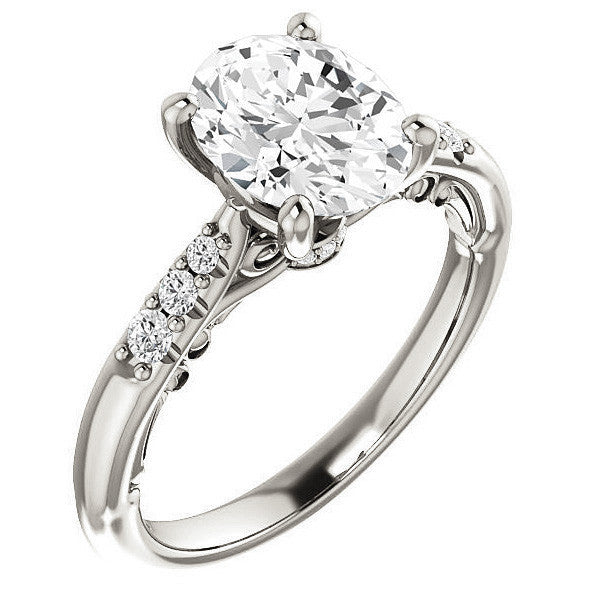 Oval Moissanite Cathedral Engagement Ring
