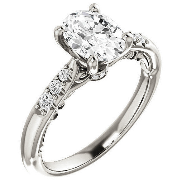 Oval Moissanite Cathedral Engagement Ring