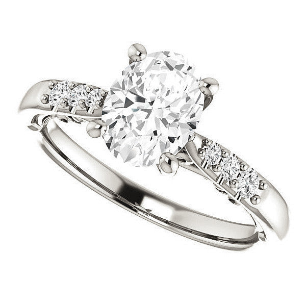 Oval Moissanite Cathedral Engagement Ring
