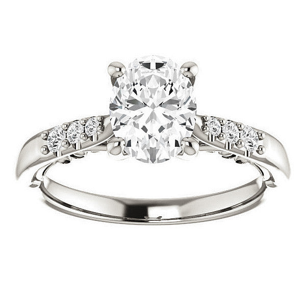 Oval Moissanite Cathedral Engagement Ring